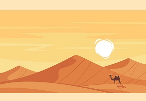 Cartoon Style Background With Hot Desert