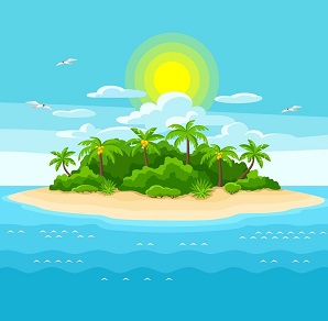 Tropical Island In Ocean