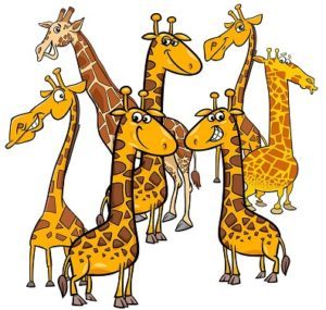 cartoon giraffes animal characters group