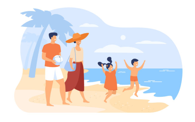 family at beach - outdoor activities for kids