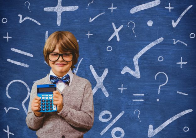child with calculator