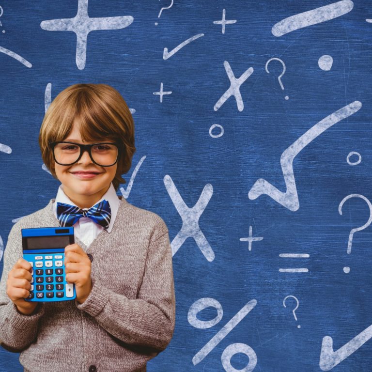 child with calculator